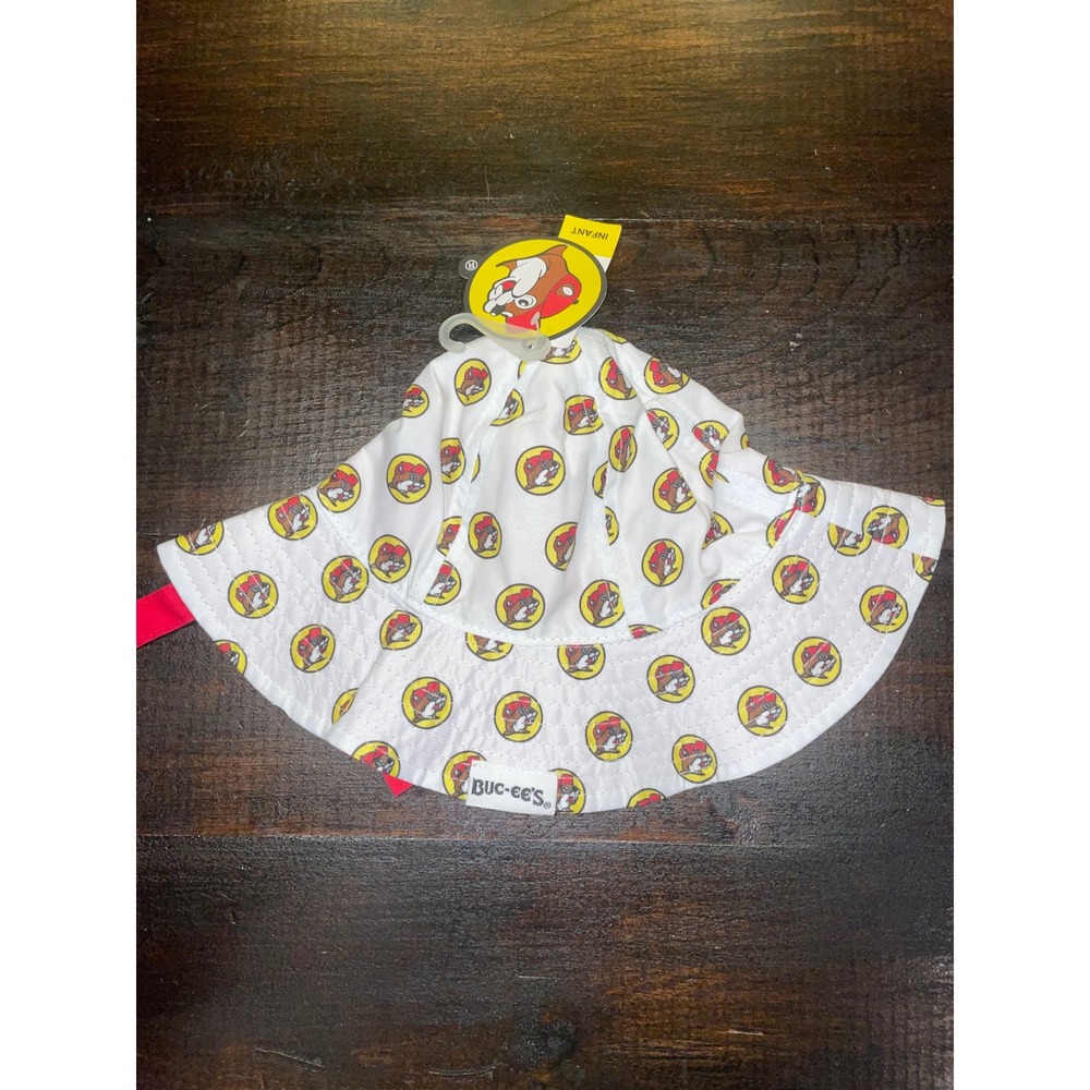 Buc-ee's Infant Bucket Sun Hat White Beaver‎ Logo Summer Baby Cute NWT